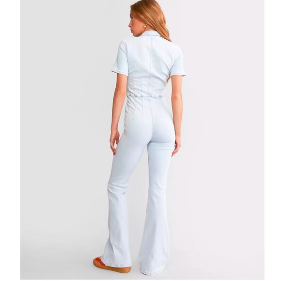 NWOT Free People We The Free Jayde Flare Jumpsuit Light Blue - Picture 5 of 14